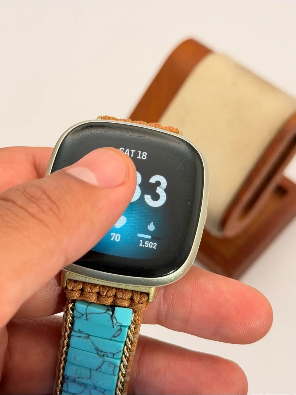 Fitbit Versa 3, Fitness Tracker, Charger Included, Gold/light Blue Band